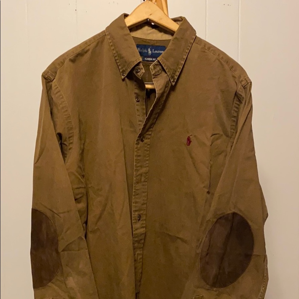 Men’s Large Ralph Lauren Button Down Elbow Patches